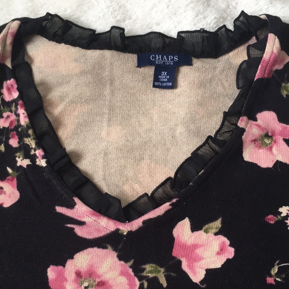 CHAPS 3X Cotton Rose Pattern Sweater with Embellished Neckline🌹 - Picture 3 of 9